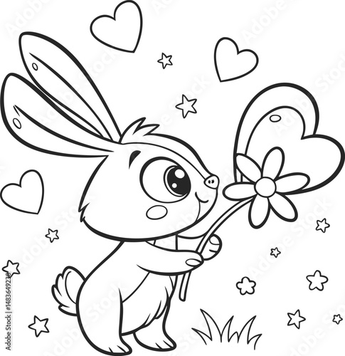 easter bunny easy coloring page. ready to print on standard 8.5x11 inch paper.