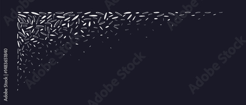 Rice white seeds. Cereal graphic border, bio food
