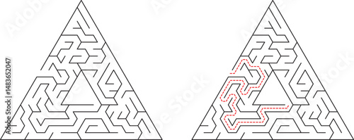 Triangular Maze Puzzle Solution Pathfinding Game Logic Brain Teaser