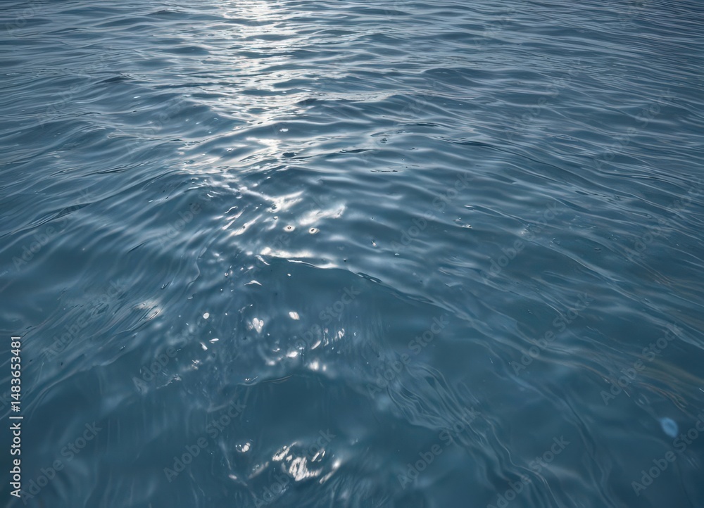 Naklejka premium Serene blue water ripple, subtle texture, calm surface, still water, minimalist