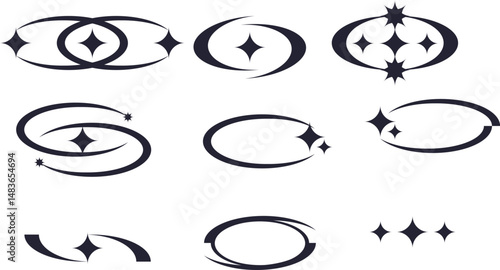 Vector Set of Retro Bling Y2K Elements Abstract Shapes