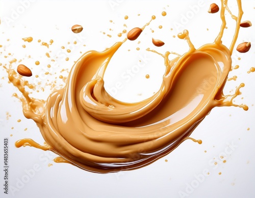 creamy peanut butter splash captures delicious food concept for culinary presentation and recipe design cut out