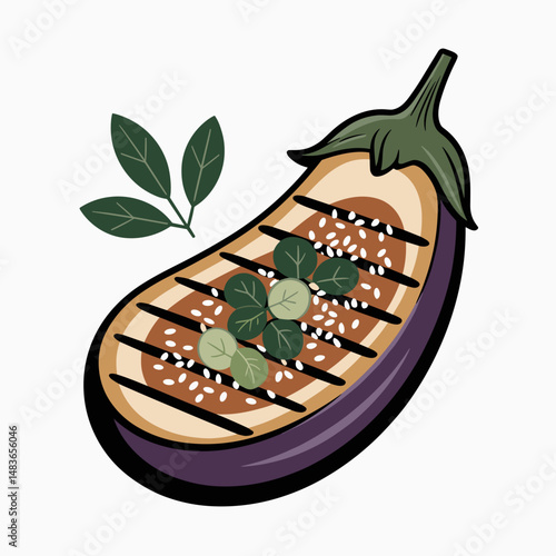 Grilled Miso Eggplant with Sesame and Herbs