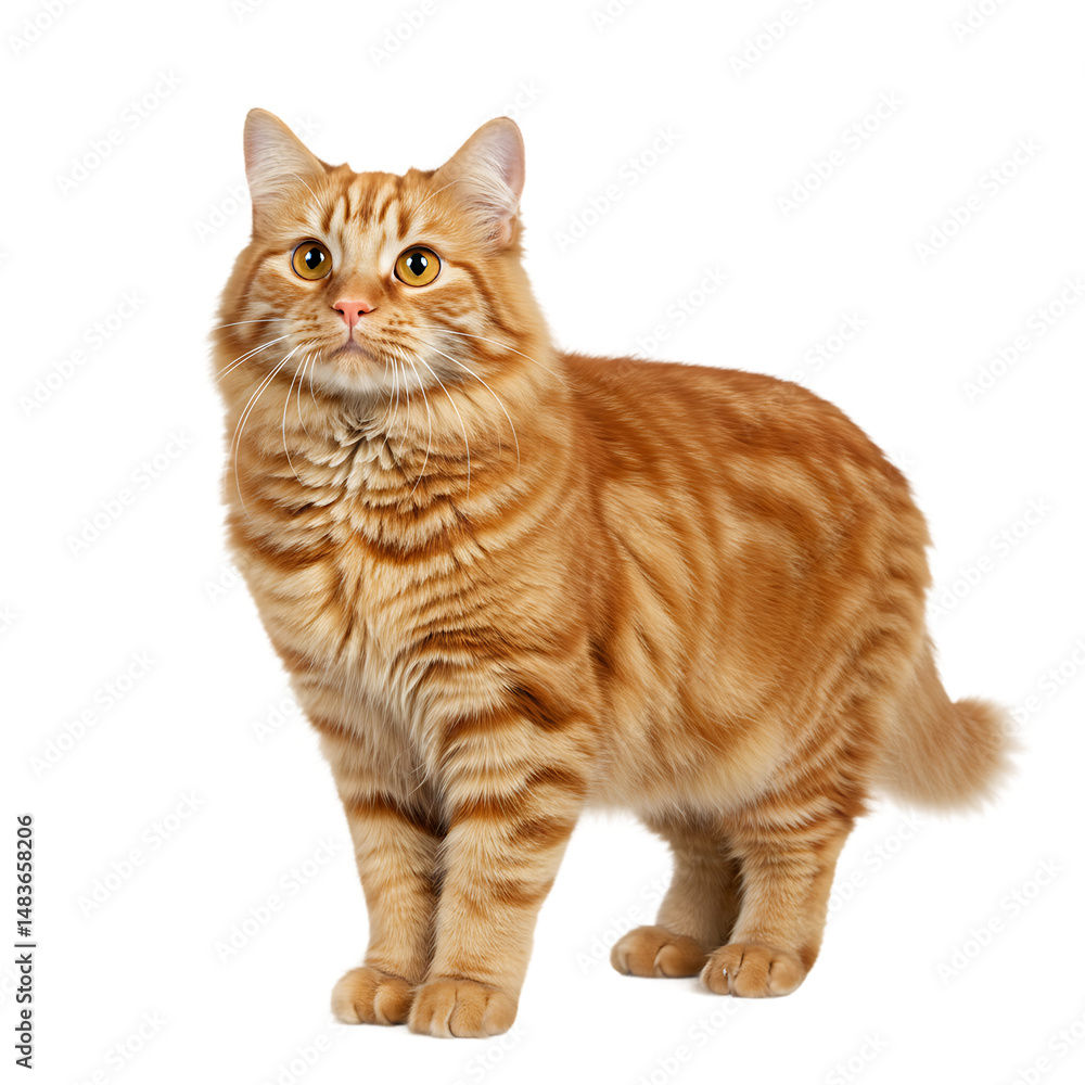 Obraz premium Standing Orange Tabby Cat on Transparent Background