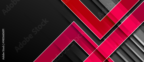 Free Download abstract frame red and pink black metallic design modern tech concept layout background - GFXLoad
