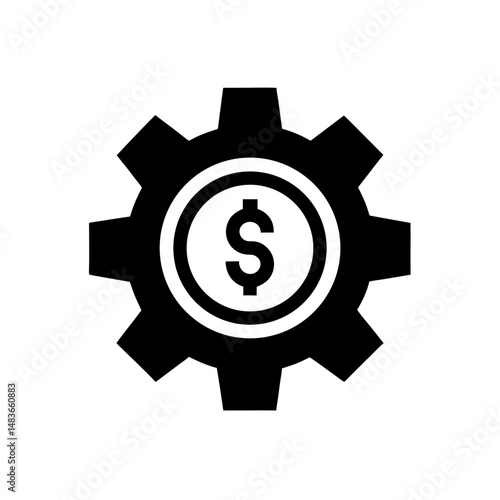 gear with dollar sign inside icon on white 