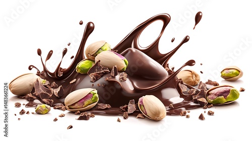 Sweet melted chocolate and crispy pistachios creating a heavenly flavor image