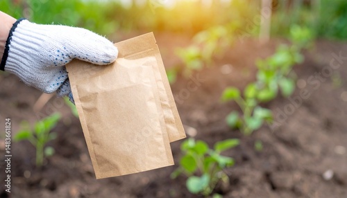 Blank Seed Packet in Gardener's Hand Mockup