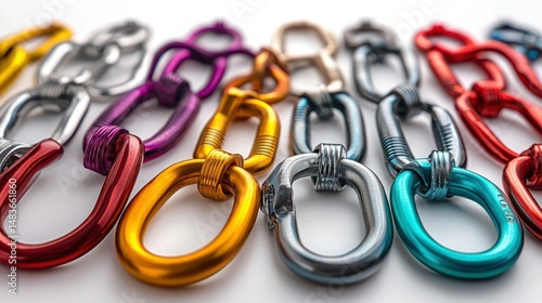 Colorful climbing carabiners