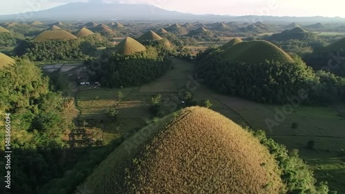 Aerial view of chocolate hills in bohol philippines with lush green trees