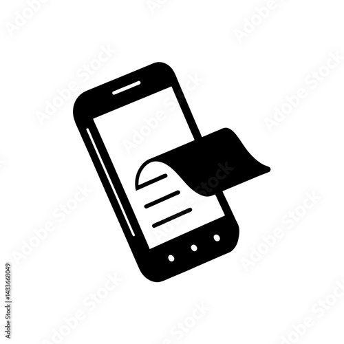 mobile with receipt coming out icon on white 