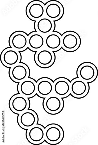 Loose cluster of outlined circles arranged in a radial shape resembling a blossom.