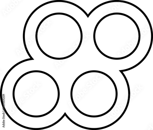 Grid structure where outlined circles are placed within a geometric triangle-based layout.