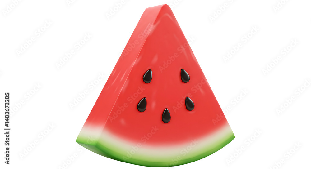 3D Cartoon Watermelon Slice – Transparent Background 3D Cartoon Watermelon Slice – Transparent Background