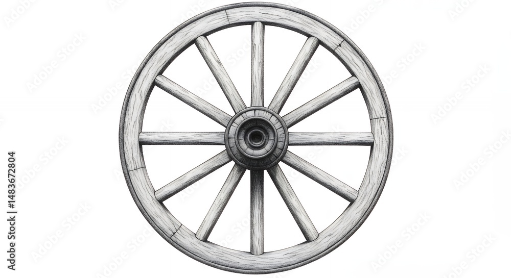 Fototapeta premium Vintage wooden wagon wheel