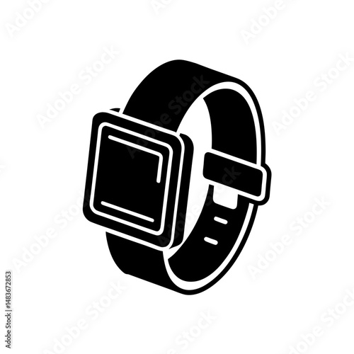 smartwatch with credit card chip icon on white 