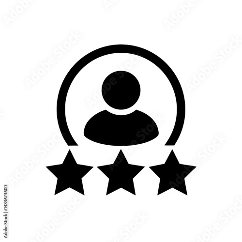 user profile with credit rating stars icon 