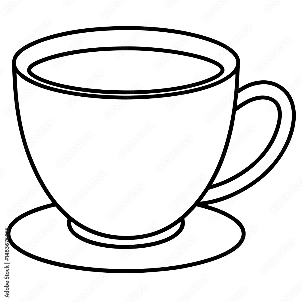Vector illustration of a coffee cup and saucer for cafe, beverage design, and culinary projects Vector illustration of a coffee cup and saucer for cafe, beverage design, and culinary projects