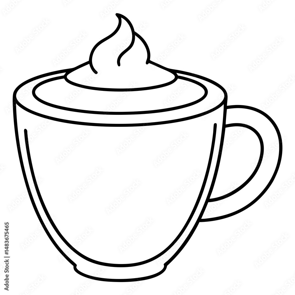 Vector illustration of a coffee cup with whipped cream for cafe, dessert, and beverage design projects Vector illustration of a coffee cup with whipped cream for cafe, dessert, and beverage design projects