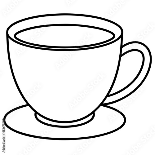 Vector illustration of a coffee cup and saucer for cafe, beverage design, and culinary projects