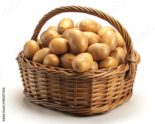 Fresh Potatoes in a Wicker Basket,