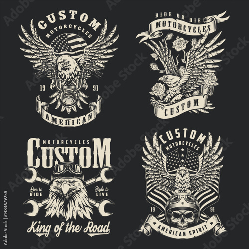 Custom motorcycle artwork featuring bold designs