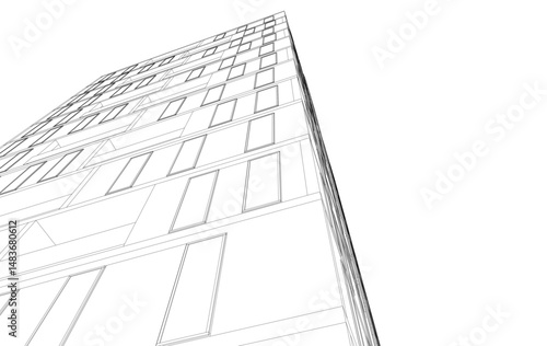 Architectural drawing vector 3d rendering