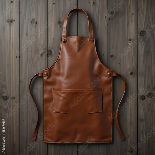 Blank leather apron, apron mockup, clean apron, design presentation for print, 3d illustration, 3d rendering