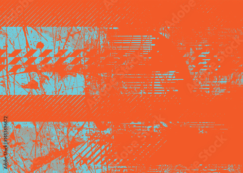 Glitch distorted geometric shape . Noise destroyed logo . Trendy defect error shapes . Glitched frame .Grunge textured . Distressed effect .Vector shapes with a halftone dots screen print texture.