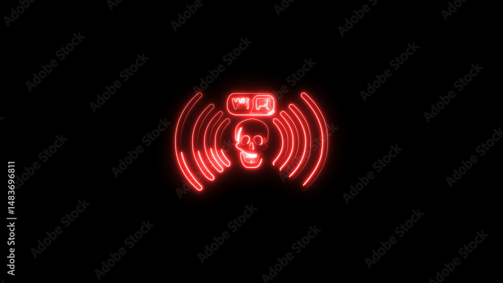 Abstract Neon Wi-Fi icon background concept illustration. Technology wireless Wi Fi sign background. Abstract Neon Wi-Fi icon background concept illustration. Technology wireless Wi Fi sign background.