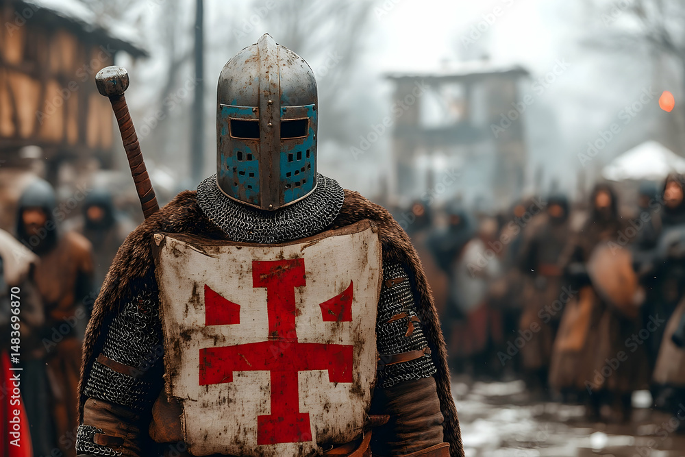 Medieval knight in full armor historical reenactment Medieval knight in full armor historical reenactment