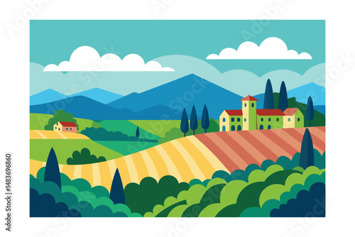 Wallpaper Mural vector illustration of a village Torontodigital.ca