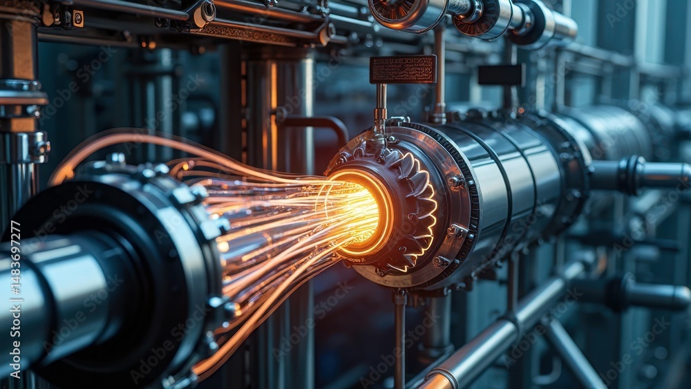 Dynamic industrial machine producing vibrant hot sparks in high-tech setting Dynamic industrial machine producing vibrant hot sparks in high-tech setting