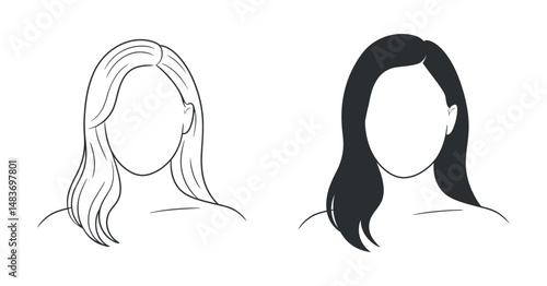 Two Faceless Women with Long Straight Hair Blonde and Black Hair Styles