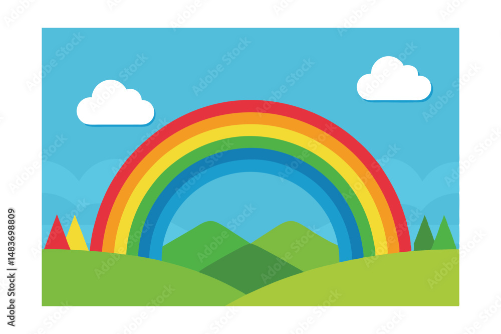 Fototapeta premium landscape with rainbow and clouds