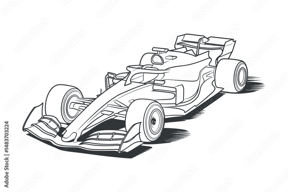 Obraz premium Line art illustration of a modern Formula 1 race car design showcasing speed and power