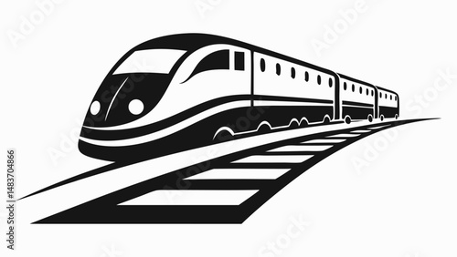 "Modern Metro Train Icon in Black and White – Vector Subway Transport Illustration