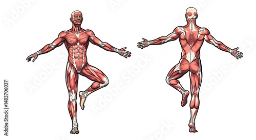 Human musculature in anatomical pose