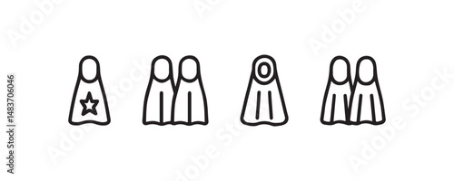 Set of superhero and cape icons outline vector