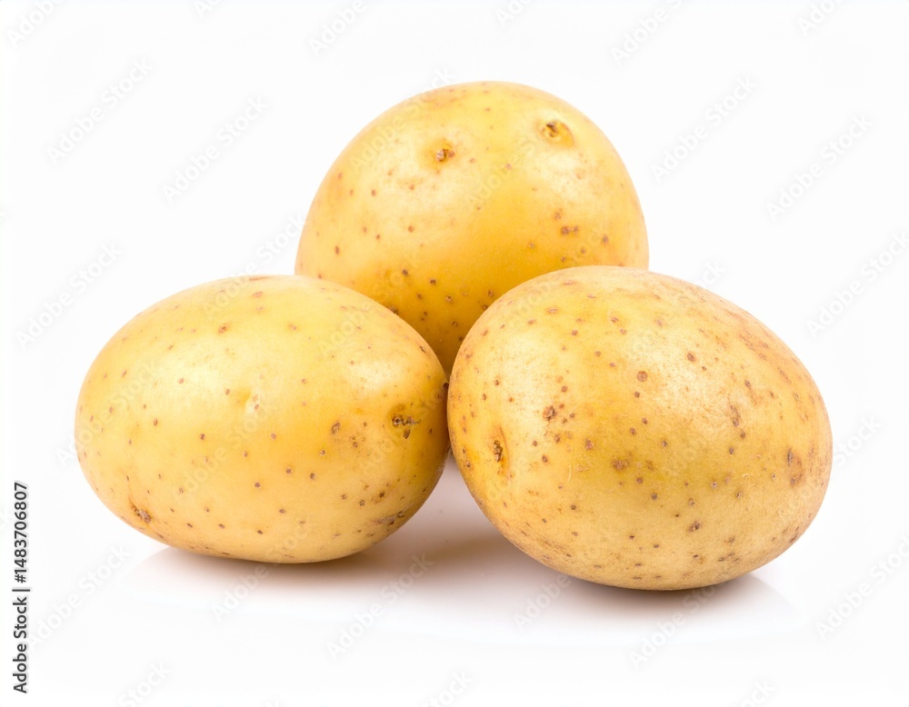fresh raw potatoes on white or white background close up fresh raw potatoes on white or white background close up