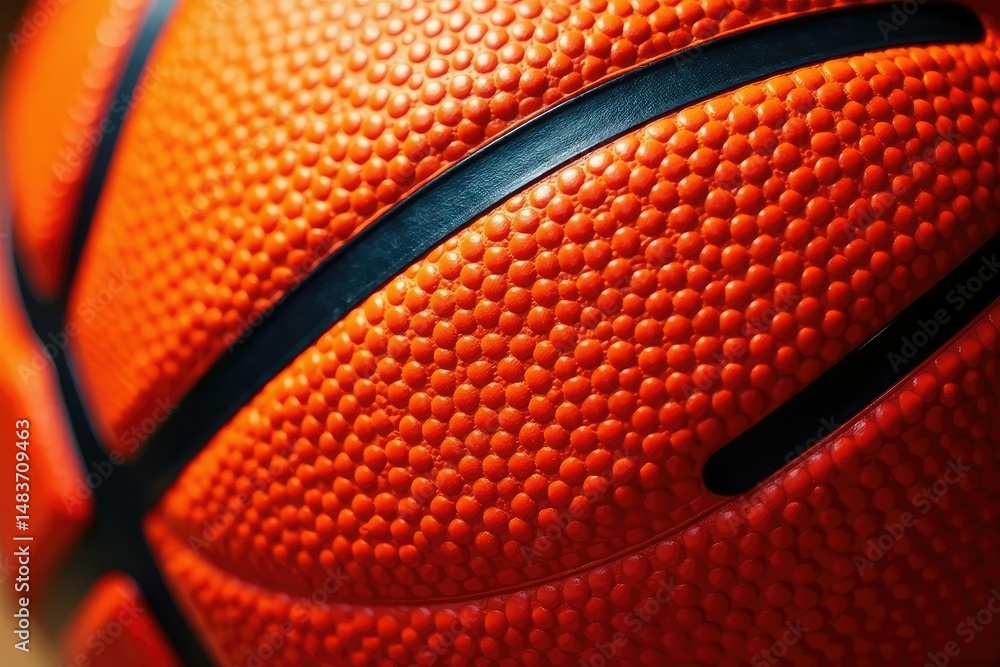 Obraz premium Close-up of basketball texture, orange leather grain, sphere, orange