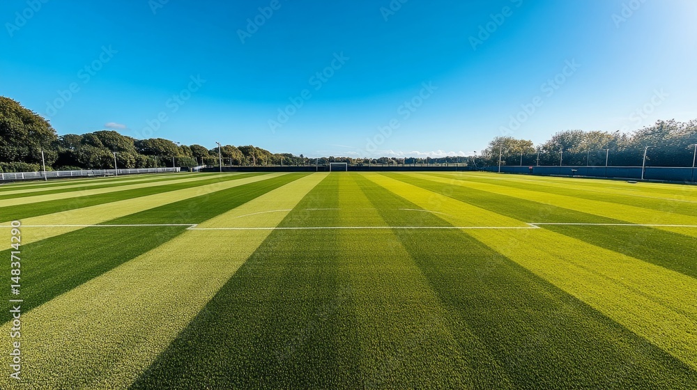 Obraz premium Dynamic soccer match action on vibrant green pitch at local sports field aerial perspective captivating scene