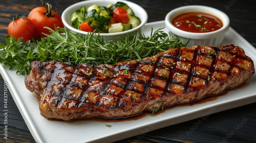 Grilled steak with vegetable side dish Grilled steak with vegetable side dish