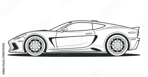 Side Profile of a Sleek Modern Sports Car Design Illustration