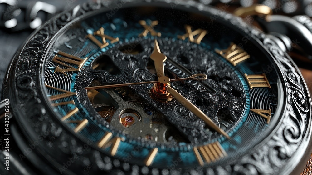 Fototapeta premium Mechanical watch details closeup