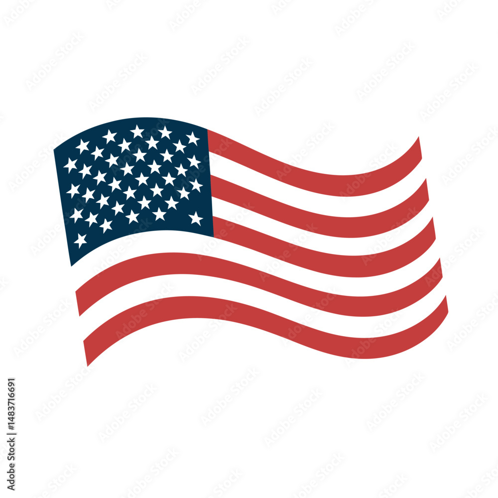 Fototapeta premium Waving American Flag Illustration Patriotic Symbol of the United States