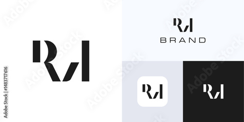 Minimal letter R and A with geometric style, logo icon design vector illustration template, Elegant symbol initial alphabet RA, AR with monochrome color for brand identity and business company