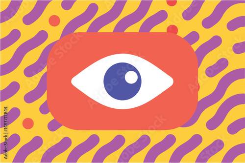 Abstract eye illustration with colorful geometric pattern and transparency effect