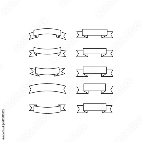 Ribbons Line Art Vector Set 