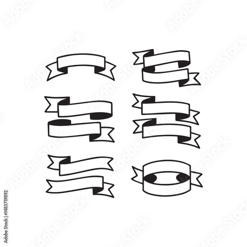 Ribbons Line Art Vector Set 